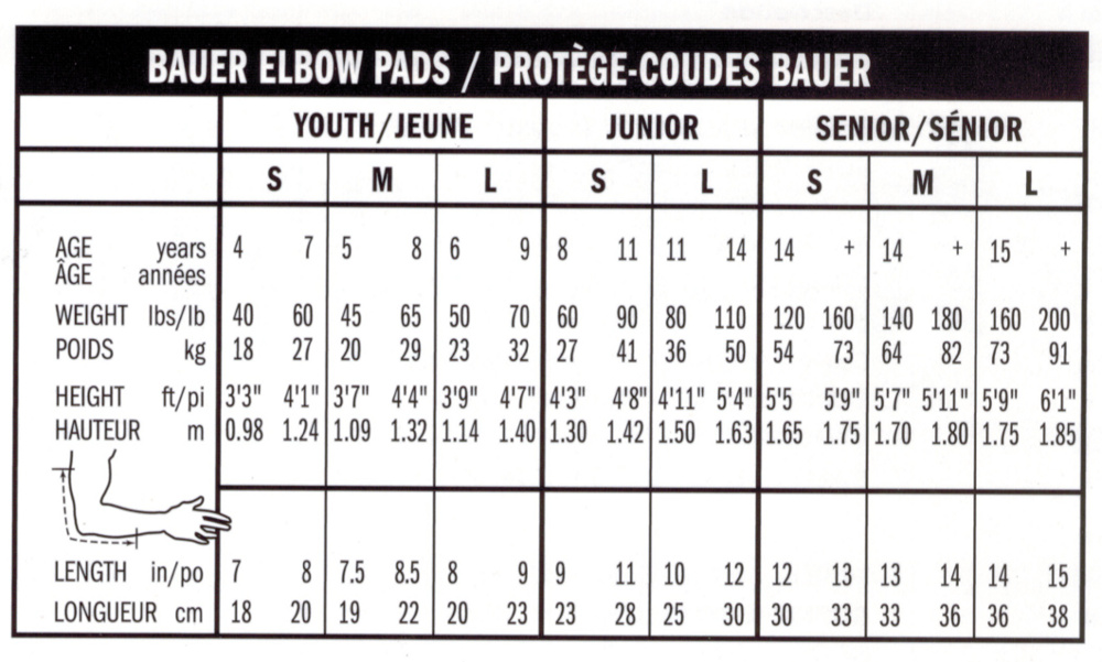 Bauer Shin Guard Size Chart