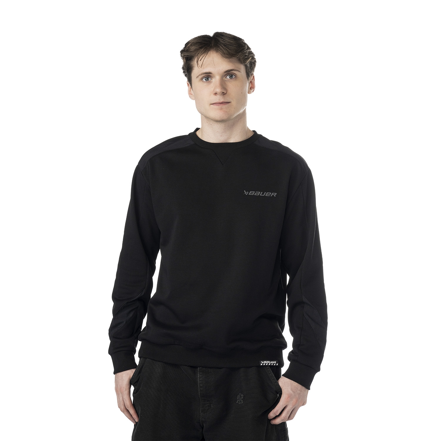 Изображение BAUER Knit Woven Crew - blk - Sr.