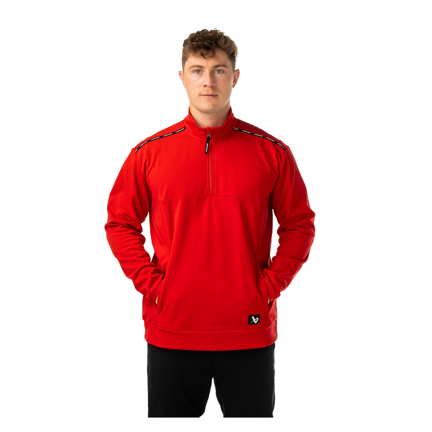 Picture of BAUER 1/2 Zip Fleece Team - red - Sr.