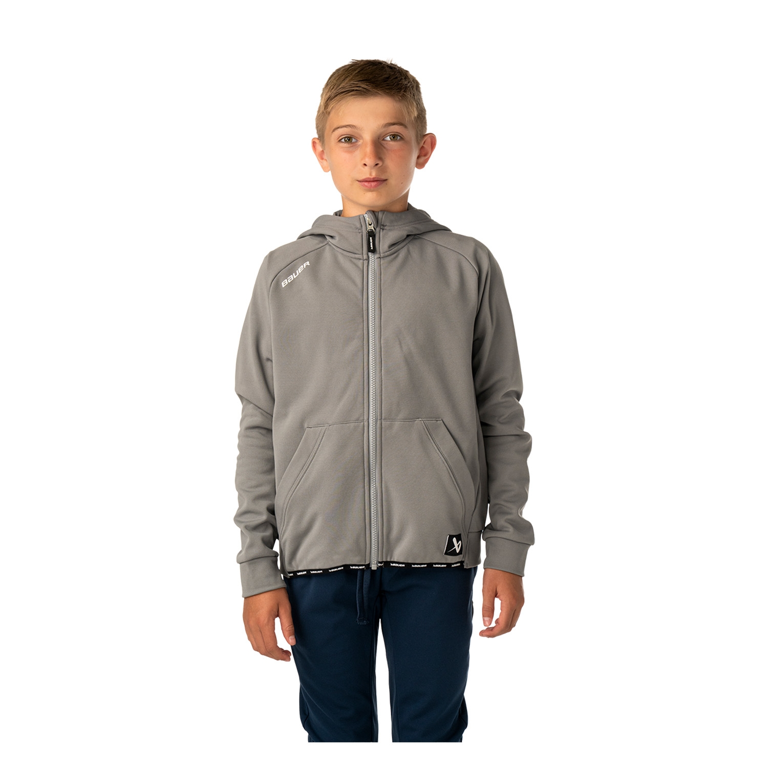Изображение BAUER Fleece Zip Hoodie Team - gry - Yth.